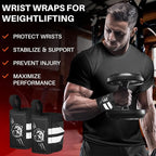 TECEUM Weightlifting 18" & 12" Wrist Wraps with Thumb Loop – Heavy Duty Wrist Workout Braces for Men and Women – Ideal for Powerlifting, Strength Training, Bodybuilding
