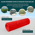 Oceanfoam Tidal Roller - Red - Muscle Massage Foam Roller for Back Pain & Stretching - Firm and Ergonomic Wide Wave Textured - Yoga, Athletics, & Wellness - Full Size, 20" x 5"