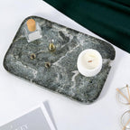 Koville Marble Tray, 12"x8" Natural Marble Vanity Tray for Countertop Bathroom Kitchen Dresser, Decorative Catchall Trays for Perfume Jewelry, Rectangular Stone Serving Tray(Green)