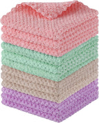 Homaxy 12 Pack Kitchen Dish Cloths, Ultra Soft and Absorbent Dish Towels, Reusable Fast Drying Microfiber Cleaning Cloth, Coral Velvet No-lint Cleaning Rags, 10 x 10 inches, Mix Color