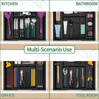 Utoplike Bamboo Silverware Drawer Organizer, Expandable Kitchen Utensils Drawer Organiser, Cutlery Tray Dividers, Flatware Caddy Drawer Insert, Office Supplies, Black 5-7 Slot