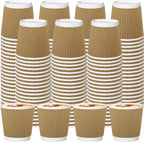 120 Pack Paper Espresso Coffee Cups, 4 oz Disposable Coffee Cups,Corrugated Insulated Ripple Wall, Paper Ripple Cup for Coffee, Hot Chocolate and Hot Tea Drinks -Champagne