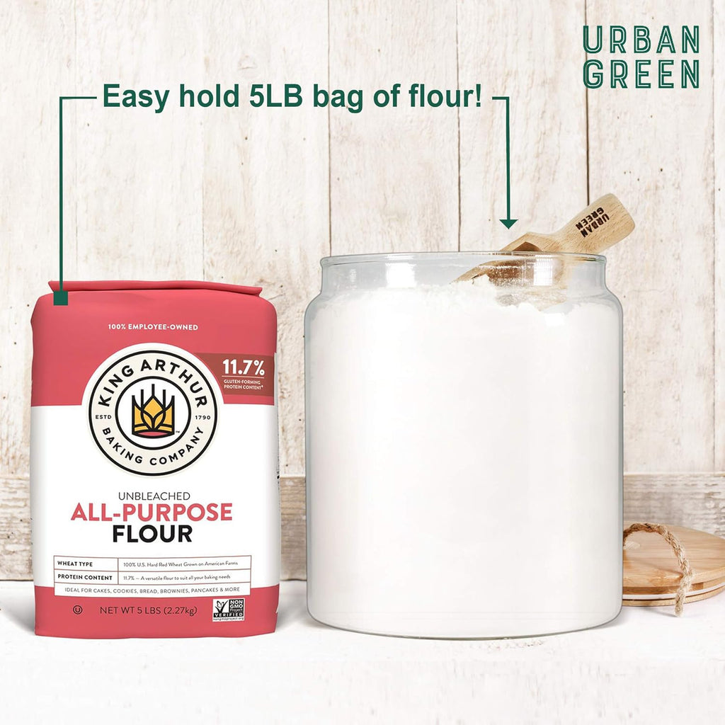 Urban Green Glass Jars with Airtight Lids, Airtight Glass Canisters with Locking Lids, (Bamboo-1Gal)