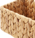 Casafield Set of 2 Bathroom Storage Baskets, Natural - Water Hyacinth, 16" W x 6.75" D x 4.25" H, Woven Toilet Tank Topper Bins for Organizing Tissues, Toilet Paper, Toiletries, Shelves