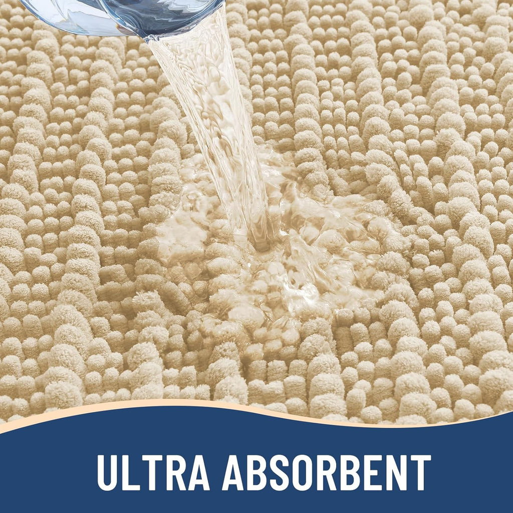 Arotive Luxury Chenille Bathroom Rug Mat, Extra Soft Thick Absorbent Shaggy Bath Rugs, Non-Slip Machine Wash Dry, Plush Bath Mats for Bathroom, Shower and Tub, 30x20, Cream Beige