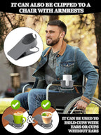 Kalolary 2PCS New Drinking Cup Holder Clip with Groove Table Bottle Cup Stand DIY Glass Cup Clamp Storage Saucer Clip Water Coffee Mug Holder Saucer Clip for Home Desk, Grey