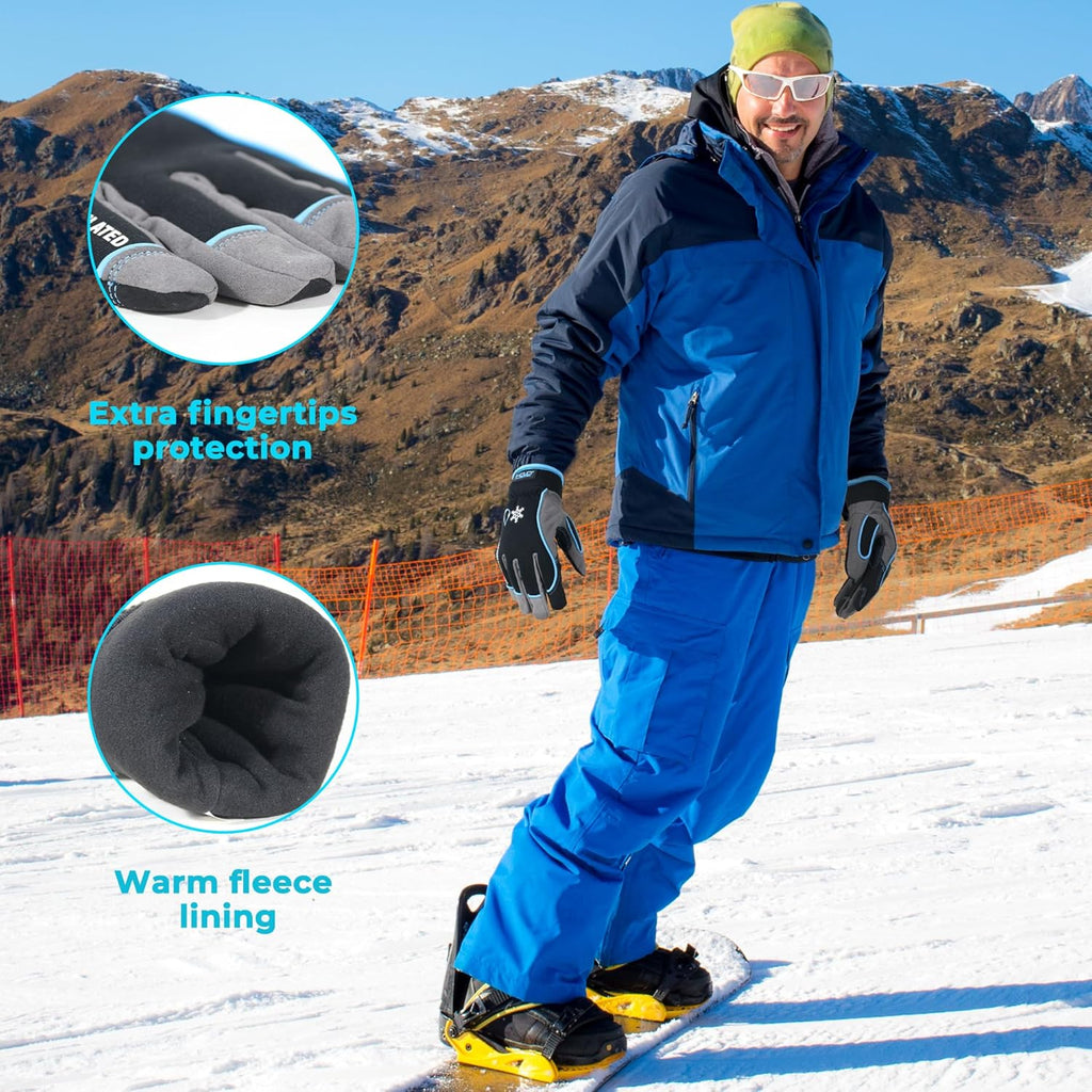 HANDLANDY Waterproof Insulated Work Gloves, 3M Thinsulate Thermal Winter Gloves for Men Women Touch Screen, Warm Ski Snowboard Cold Weather Gloves (Large, Blue)