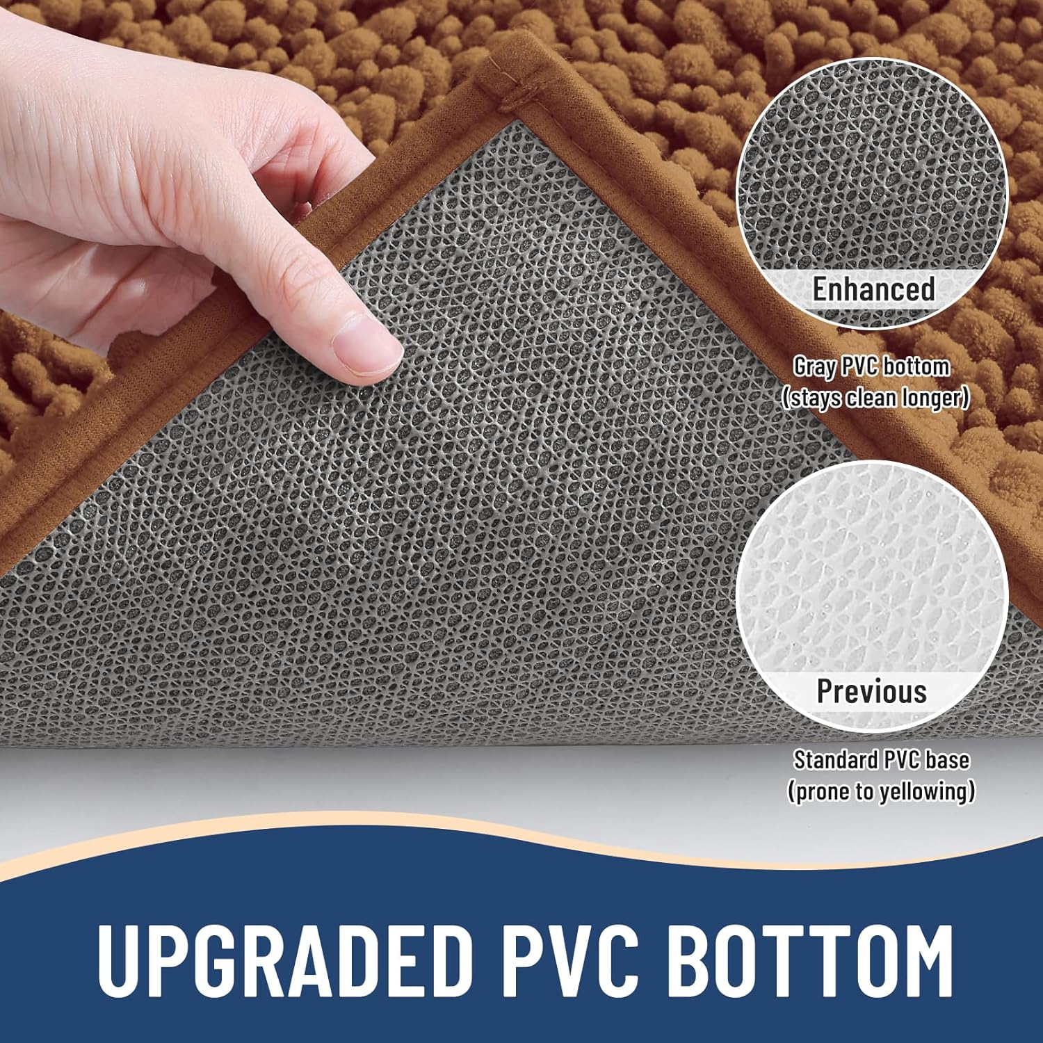 Arotive Luxury Chenille Bathroom Rug Mat, Extra Soft Thick Absorbent Shaggy Bath Rugs, Non-Slip Machine Wash Dry, Plush Bath Mats for Bathroom, Shower and Tub, 36x24, Ochre