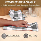 Native Fab 12-Pack Kitchen Towel with Hanging Loop 16x26 inches, Cotton Buffalo Check Kitchen Towels for Cleaning Drying, Washcloths Soft & Absorbent Cloth Rags, Bar Towel, Dish Cloth, Grey