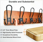 Dseap Coat Rack Wall Mounted - Heavy Duty Farmhouse Rustic Wall Coat Hanger with 5 Wire Hooks for Clothes Hat Jacket Towel, RusticWire, J1-5A, Weathered Brown & Black, Pack of 2