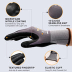 TitanFlex Work Gloves Microfoam Nitrile Coated Men Women, Safety Warehouse Gloves with Grip, Touchscreen, Seamless Knit Nylon