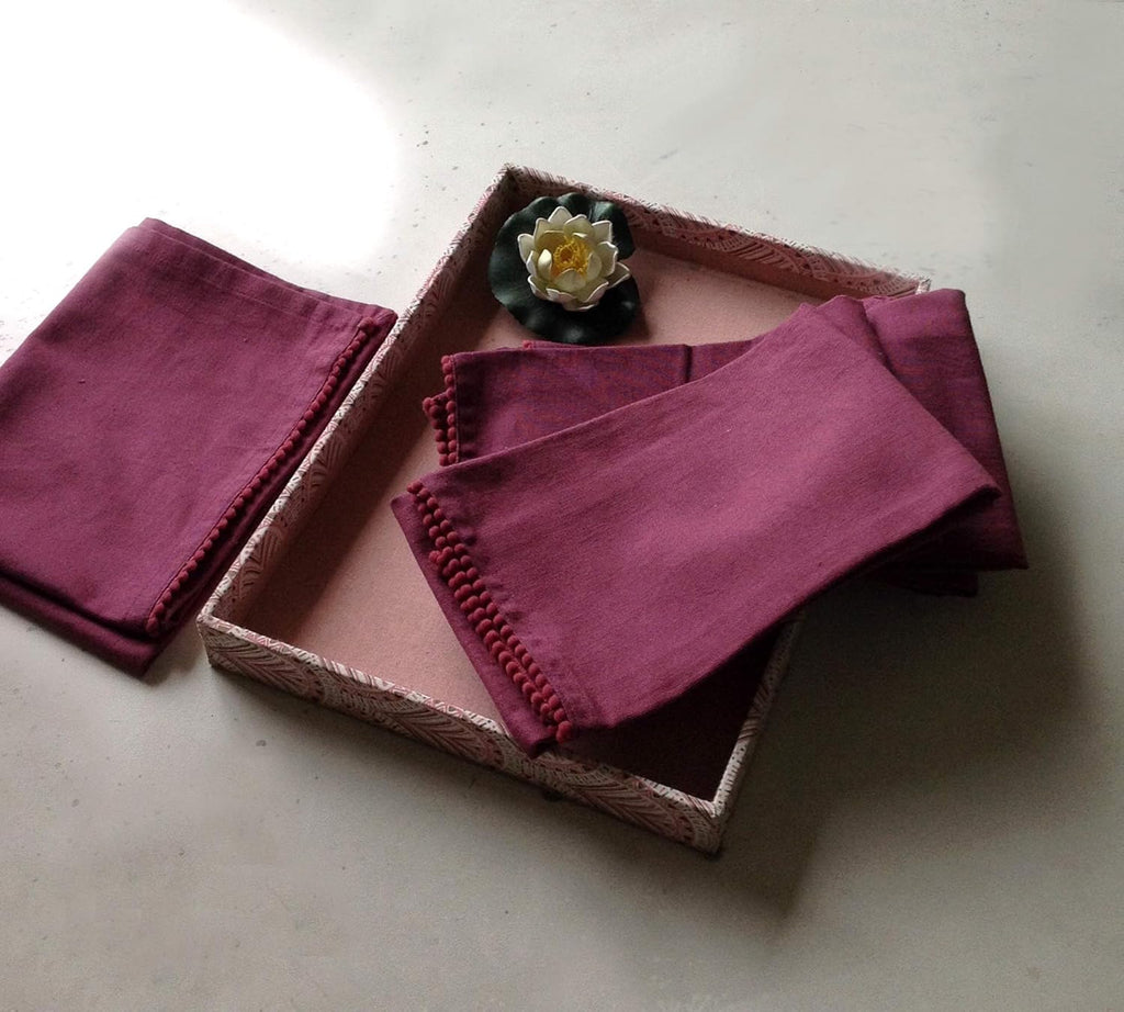 TARAN LIVING Grape Cotton Kitchen Cloths - Pack of 6 (6 Count, 3"x4")