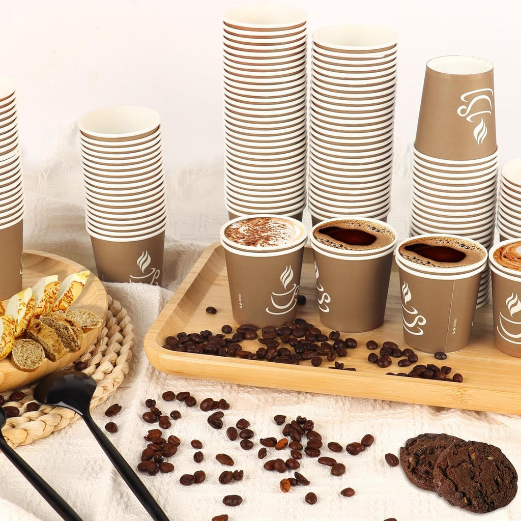 4 oz Paper Coffee Cups - 500 Pack Paper Espresso Cups, Disposable Coffee Cup, Small Paper Cup for Hot or Cold Beverage, Espresso, Capucino for Party, Picnic, Home, Office and Business (Brown)