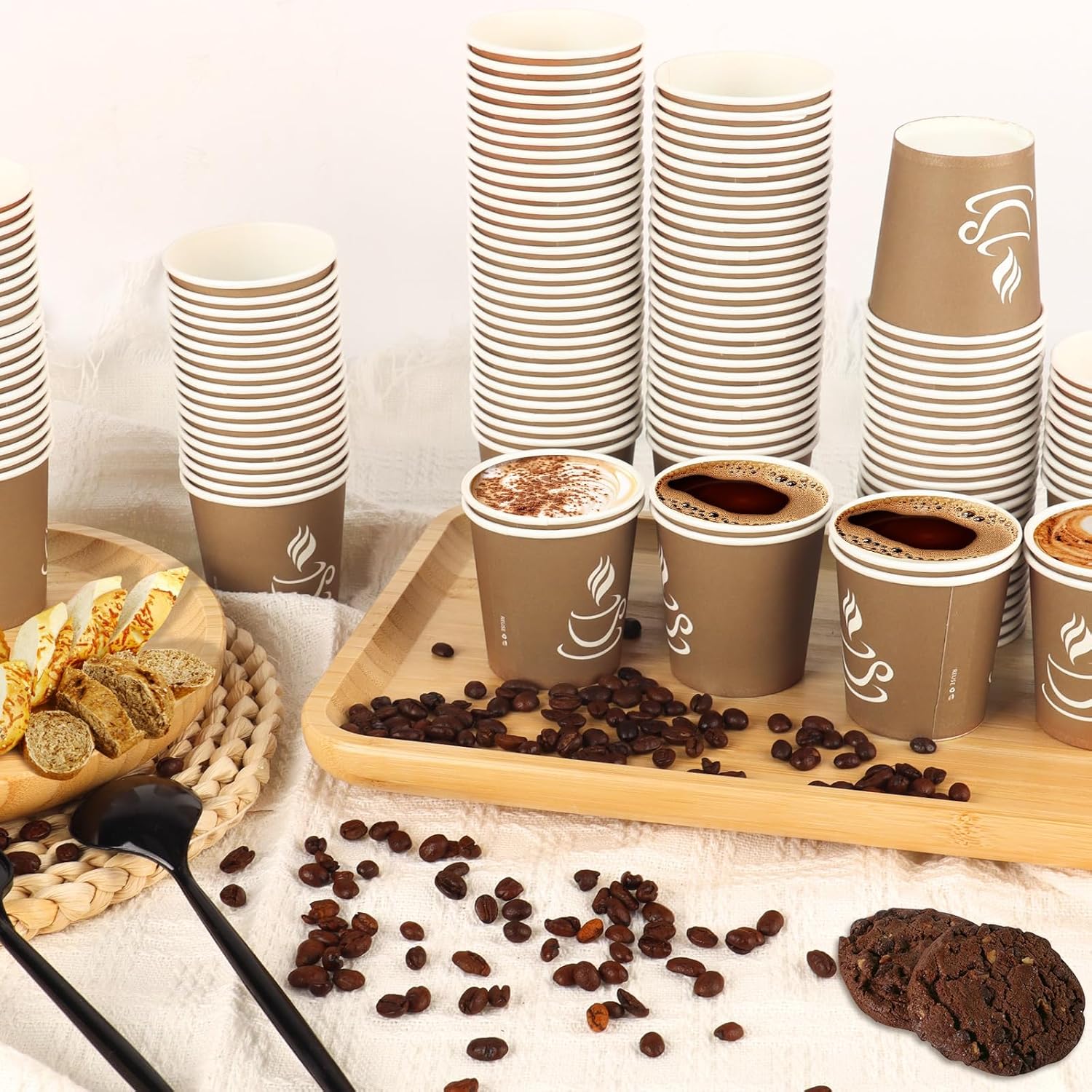 4 oz Paper Coffee Cups - 500 Pack Paper Espresso Cups, Disposable Coffee Cup, Small Paper Cup for Hot or Cold Beverage, Espresso, Capucino for Party, Picnic, Home, Office and Business (Brown)