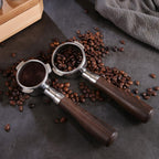 58mm Bottomless Portafilter with Double Shot Filter Basket & Wood Handle for Breville Oracle, Oracle Touch, Dual Boiler BES980XL BES990BSS BES920XL Espresso Machine
