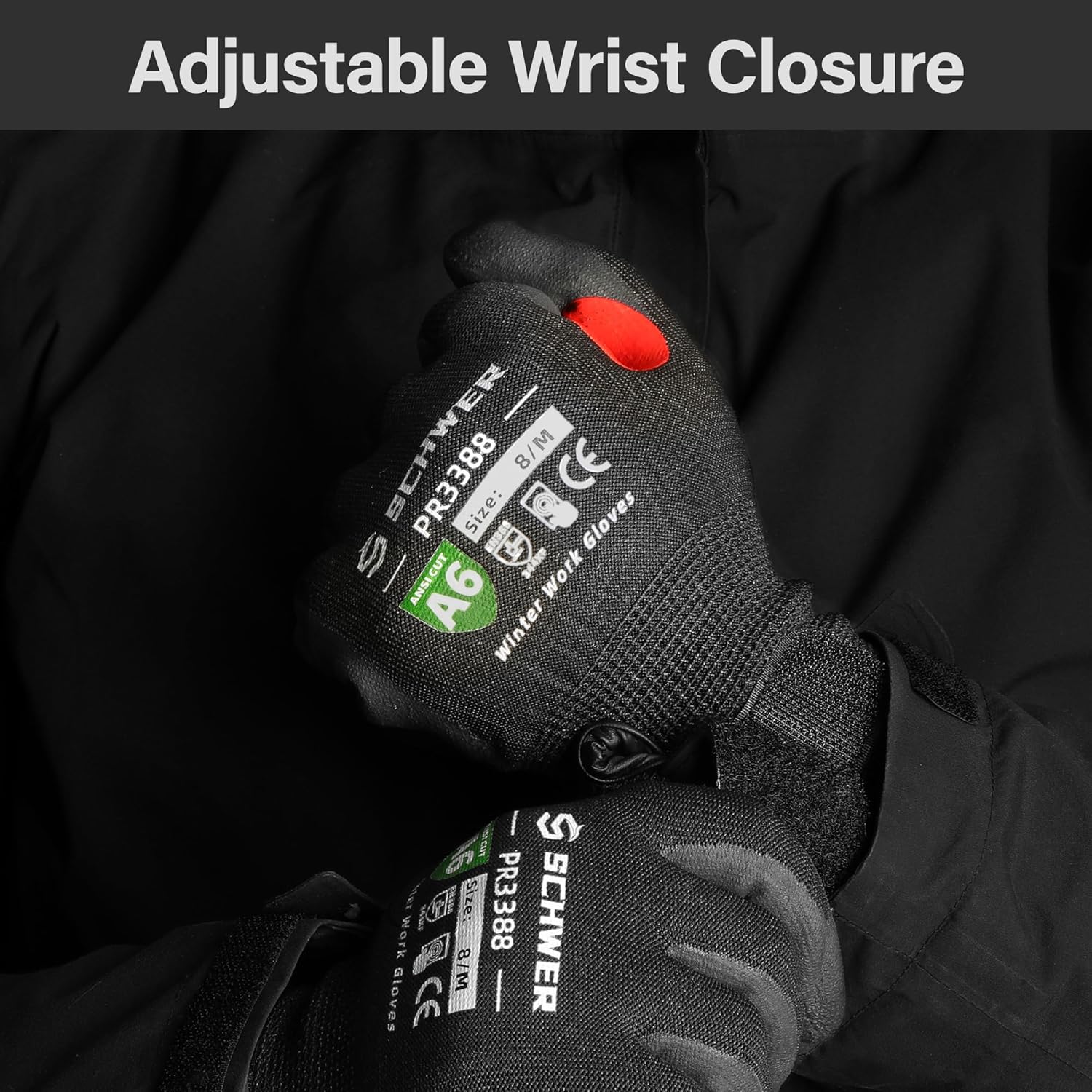 FreezeGuard Winter Work Gloves for Men and Women, ANSI A6 Cut Resistant Gloves With Super Grip, Freezer Glove for Work, Touchscreen, Thermal Insulated, PR3388, Non PFAS, Black Knight (M, 1 Pair)