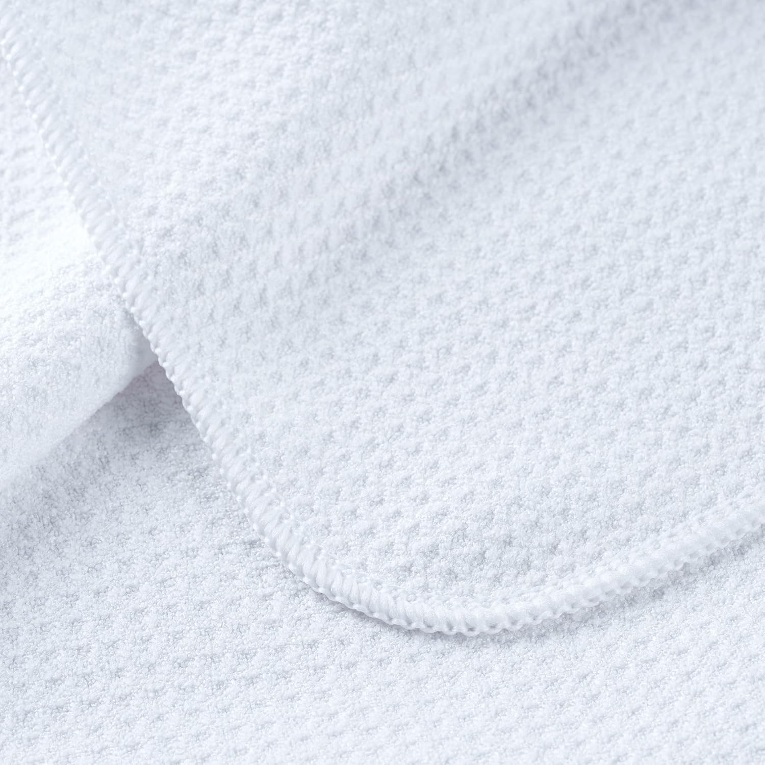 POLYTE Premium Microfiber Kitchen Dish Hand Towel Waffle Weave 12 Pack (16x28 in, White)