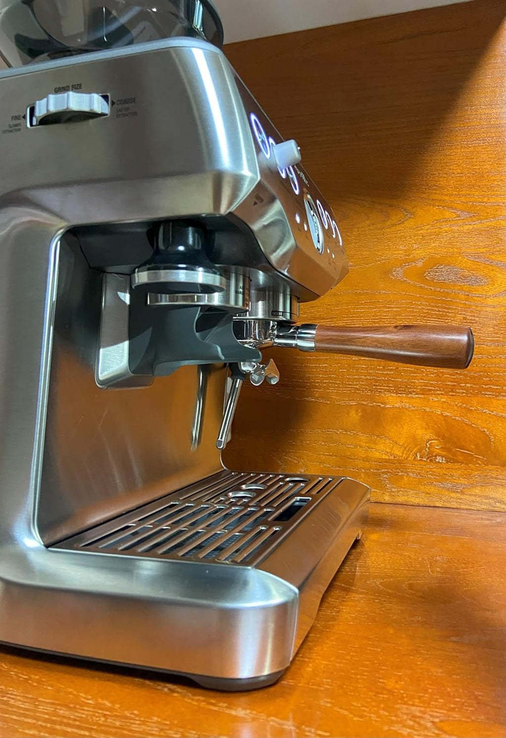 Double Spout Portafilter Compatible with Breville Barista Express Touch Bambino Infuser Duo Espresso Machine - 54mm Espresso Portafilter - Double Shot Filter Basket - Accessories - Wooden