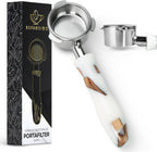 54mm Bottomless Portafilter Modern Handle – Includes Stainless Steel Naked Basket – Fits Breville Barista Express & 54mm Breville Espresso Machines - Espresso Machine Accessories – White