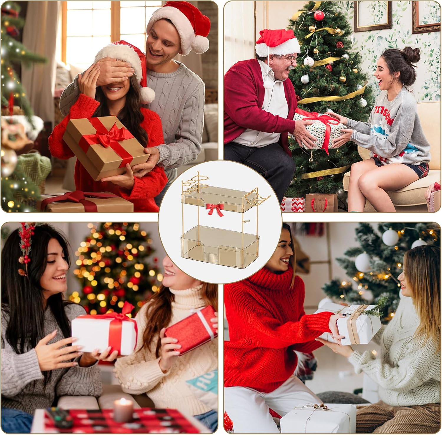 YCIA&DONE Bathroom Counter Organizer, Large Makeup Organizer Countertop, Shelf Storage, Vanity Tray, Easily Assemble for Bathroom Organizers and Storage, Undersink, Cabinet,2 Tiers Amber