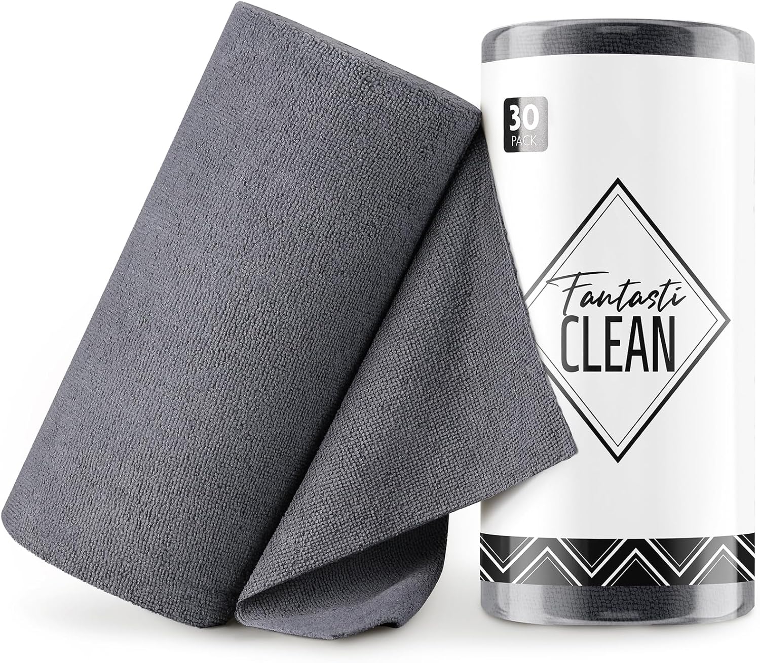Fantasticlean Microfiber Cleaning Cloth Roll -30 Pack, Tear Away Microfiber Towels, 12" x 12", Reusable, Washable, Scratch Free, Ultra Absorbent for Car, Home Supplies (DimGray)