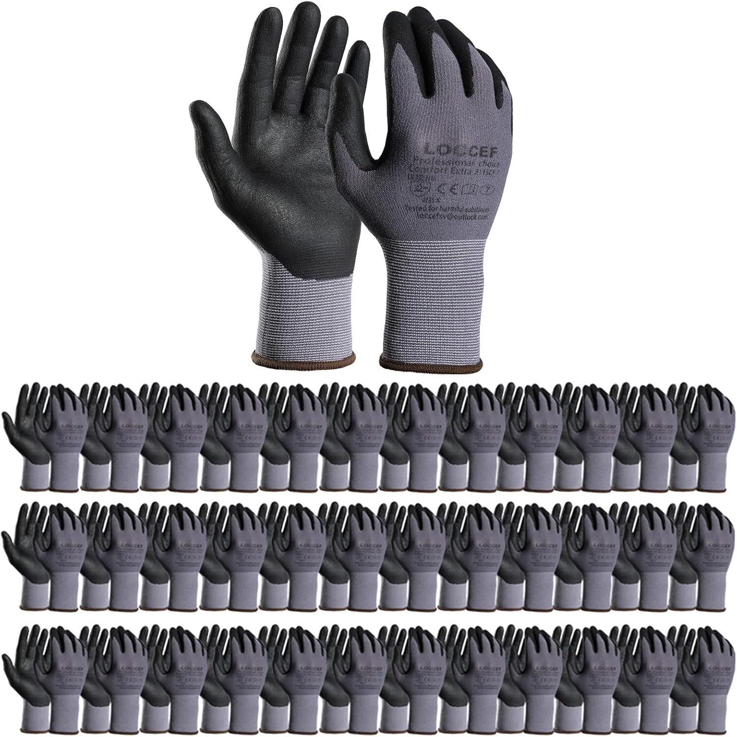 Safety Work Gloves MicroFoam Nitrile Coated-12 Pairs,Seamless Knit Nylon Gloves,Home Improvement,Micro-Foam Gloves