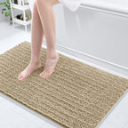 Arotive Luxury Chenille Bathroom Rug Mat, Extra Soft Thick Absorbent Shaggy Bath Rugs, Non-Slip Machine Wash Dry, Plush Bath Mats for Bathroom, Shower and Tub, 47x24, Beige