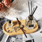 Koville Natural Travertine Tray for Bathroom Vanity, Noble Golden Yellow Bathroom Marble Trays for Countertop Organizer, Decorative Home Décor Catchall Tray for Perfume, Candles, Jewelry Dish Trays