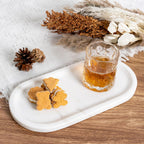 Koville Natural Marble Tray for Bathroom Countertop, Marble Storage Trays for Perfume, Cosmetics, Jewelry, Vanity Tray Stone Trays for Kitchen, Decorative Tray for Dresser Organizer(Calacatta White)