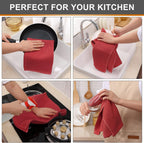 Kitinjoy 100% Cotton Waffle Weave Kitchen Towels, 4-Pack Super Soft and Absorbent Dish Towels for Drying Dishes, Kitchen Hand Towels, 13 in x 28 in, Brick Red