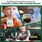 5.75 inch Blue/White Striped Paper Straws & Stirrer Sticks 500 Counts, for Cocktail, Coffee, Bars and Restaurants, Disposable