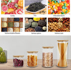 SIXAQUAE Glass Food Storage Containers Jar Seal Bamboo Lids 4 Packs 1000ml Airtight Canister Organization Sets Stackable…