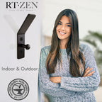 RTZEN Wall Mount Hook Set - Wrought Iron Decorative Rustic Metal Coat Hooks for Hanging - Handcrafted Classic Farmhouse Wall Mounted Black Hooks for Towel Robe or Hat Hanging - 3 Pack