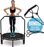 Jumpzylla Fitness Trampoline 40" or 48" | Foldable Mini Rebounder Trampoline for Adults with Bar | Durable, Quiet, Low-Impact Exercise Equipment for Indoor and Home Workouts (550 LBS Capacity)