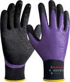 KAYGO Waterproof Work Gloves for Men and Women, Rubber Coated Non-slip Working Gloves for Garden, Outdoor Construction,KG150,Purple,L