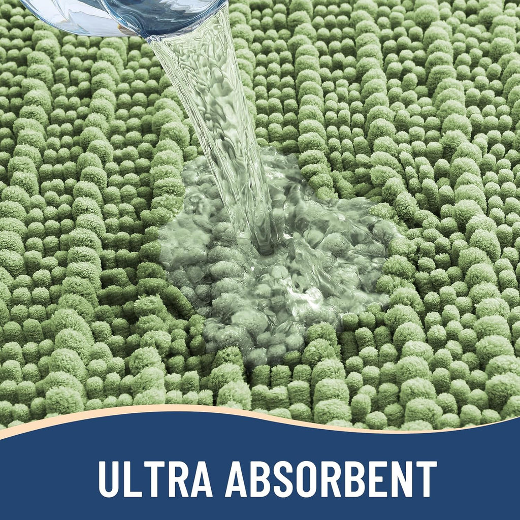 Arotive Luxury Chenille Bathroom Rug Mat, Extra Soft Thick Absorbent Shaggy Bath Rugs, Non-Slip Machine Wash Dry, Plush Bath Mats for Bathroom, Shower and Tub, 50x30, Sage Green