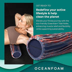 Oceanfoam Tidal Roller - Red, Dark Navy & Natural Marbled - Muscle Massage Foam Roller for Back Pain & Stretching - Firm & Ergonomic Wide Wave Textured - Yoga, Athletics, Wellness - Full Size 20" x 5"
