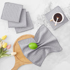 Homaxy Microfber Wafle Weave Kitchen Dish Cloths, 12 x 12 Inch Ultra Absorbent and Solid Color Dish Towels for Kitchen Fast Drying Dishcloth for Washing Dishes, 6 Pack, Gray