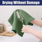 Homaxy Microfiber Waffle Weave Kitchen Dish Cloths, 12 x 12 Inch Ultra Absorbent and Solid Color Dish Towels for Kitchen Fast Drying Dishcloth for Washing Dishes, 6 Pack, Grass Green