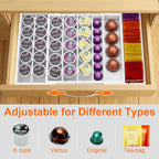 MinBoo Bamboo Drawer Organizer - Expandable K Cup & Pods Holder, Coffee Pod Storage, Tea Organizer, Versatile Kitchen Accessory Organization and Storage,White