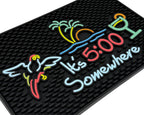 It's 5:00 Somewhere Tiki Bar Mat 18x12 in, Bar Mats for Bartending for Hawaiian Decorations, Luau Party Decorations & Hawaiian Party Decorations, Bar Mats for Countertop, Tiki Bar Essentials