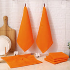 Kitinjoy 100% Cotton Kitchen Dish Cloths, 6 Pack Waffle Weave Ultra Soft Absorbent Dish Towels for Drying Dishes Quick Drying Kitchen Towels Dish Rags, 12 X 12 Inches, Orange