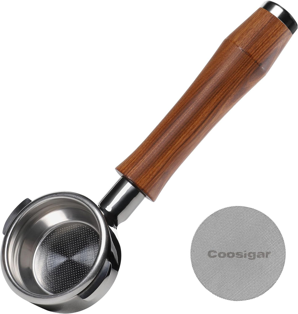 58mm Bottomless Portafilter | Fits for E61 Group Head 2 Ears machines| Stainless Steel portafilter and Rosewood Handle|Espresso Machine Accessories(Rosewood)