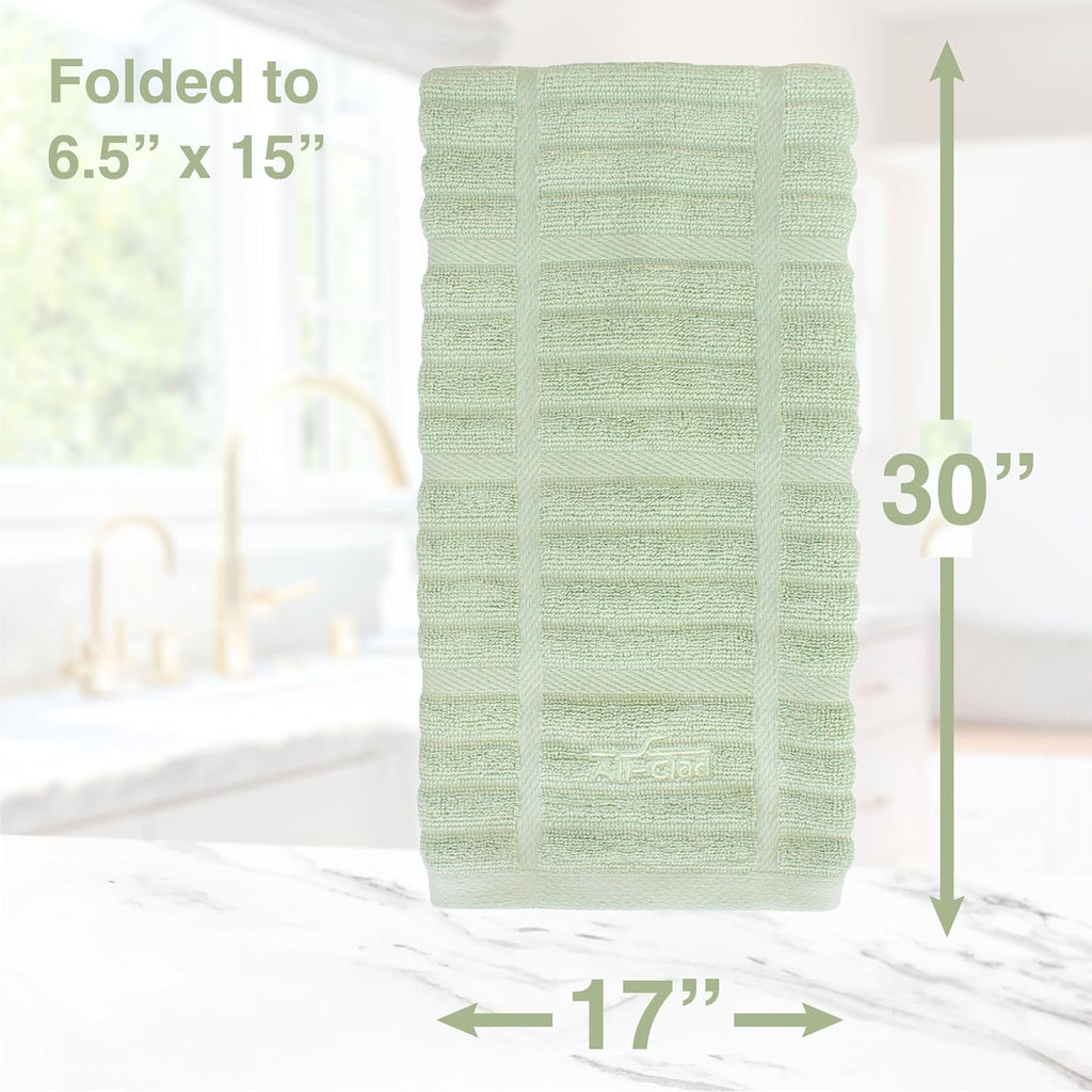 All-Clad Solid Kitchen Towels: Highly Absorbent, Super Soft Long Lasting - 100% Cotton, 17"x30" Tea Towels for Cleaning & Drying Dishes, Pans, Glassware, or Countertops, (2-Pack), Fennel