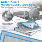 Glass Polishing Cloth Streak Free Miracle Microfiber Cleaning Cloth Lint Free Cleaning Rags for Glasses Kitchen Dish Mirrors Easy Clean, Pack of 6, 12" x 12", Sliver-Blue