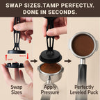 Koffee Zen Espresso Tamper Set, 5 Interchangeable Sizes (49–58mm), Dual Coffee Scoop (1 & 2 TBSP), Fits Breville, Delonghi & More