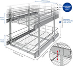 2 Tier Pull Out Cabinet Organizer 15" W X 22" D, Slide Out Drawers For Kitchen Cabinets, Pull Out Drawers For Cabinets Capacity Heavy Duty Caddy, Cabinet Pullout Shelves Chrome-Plated,Bathroom Pantry