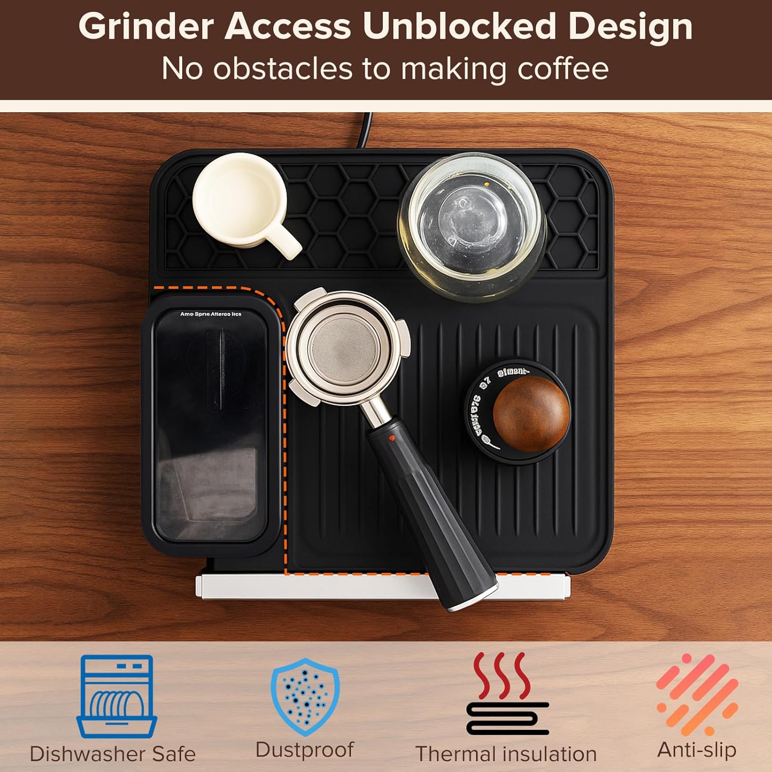 Top Mat for Ninja Luxe Cafe Espresso Machine ES601, Protects Top Surface, Anti-scratch, Easy to Clean, Waterproof, Heat Resistant, Non-Slip Silicone Coffee Machine Mat for Ninja Luxe Cafe Accessories