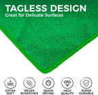 The Rag Company - All-Purpose Microfiber Terry Cleaning Towels - Commercial Grade, Highly Absorbent, Lint-Free, Streak-Free, Kitchens, Bathrooms, Offices, 300gsm, 14in x 14in, Green (12-Pack)