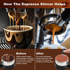 WDT Tools Espresso Puck Screen, 51mm Espresso Accessories Kit - 150μm Puck Screen Set, 0.25mm 316 Stainless Steel 8 Needles Coffee Distribution Stirrer, Portafilter Dosing Ring for Barista Black